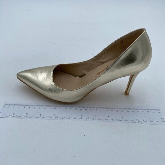 Women's Classic Dress Pumps Metallic Leatherette High Heels Slip On Formal Shoes - Picture 1 of 7